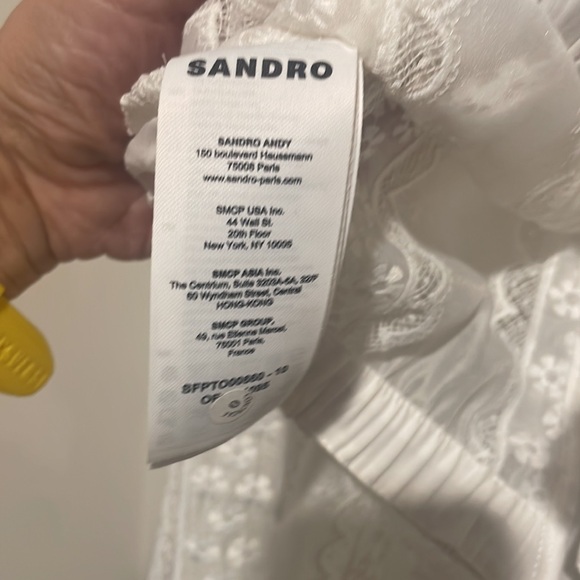 Sandro Ladies Lace Blouse Round Neck Ruffle Long Sleeve Top - Picture 9 of 11